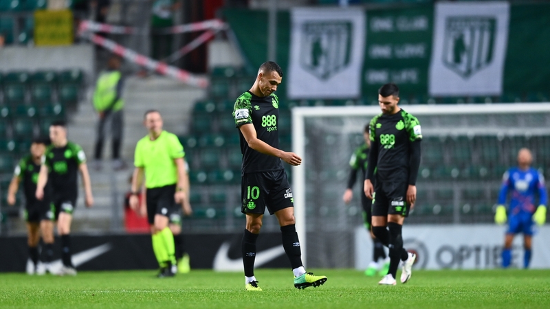 Shamrock Rovers players dejected after conceding their fourth goal