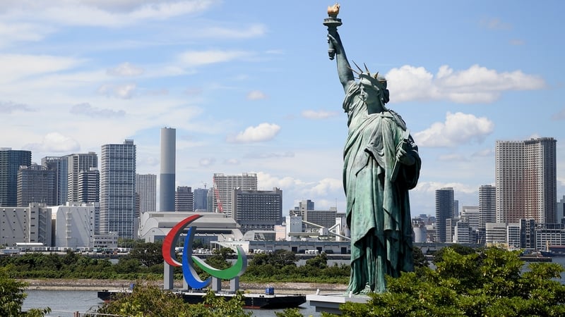 The 'Three Agitos' Paralympic Symbol on Tokyo Waterfront