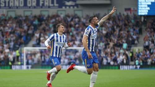 Shane Duffy heads home Brighton's opener against Watford