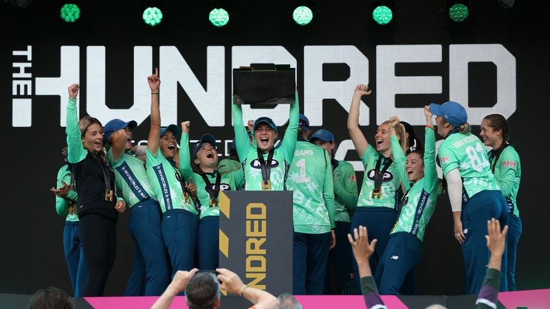 Oval Invincibles players lift the trophy