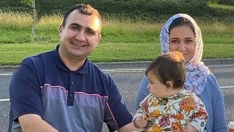 Karzan Sabah, his wife Shahen Qasm and their eight-month-old daughter Lina (Pic: Kurdish Nergz Ireland)