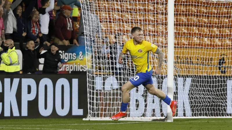 Ireland striker Aiden O'Brien scored a hat-trick for Sunderland against Blackpool