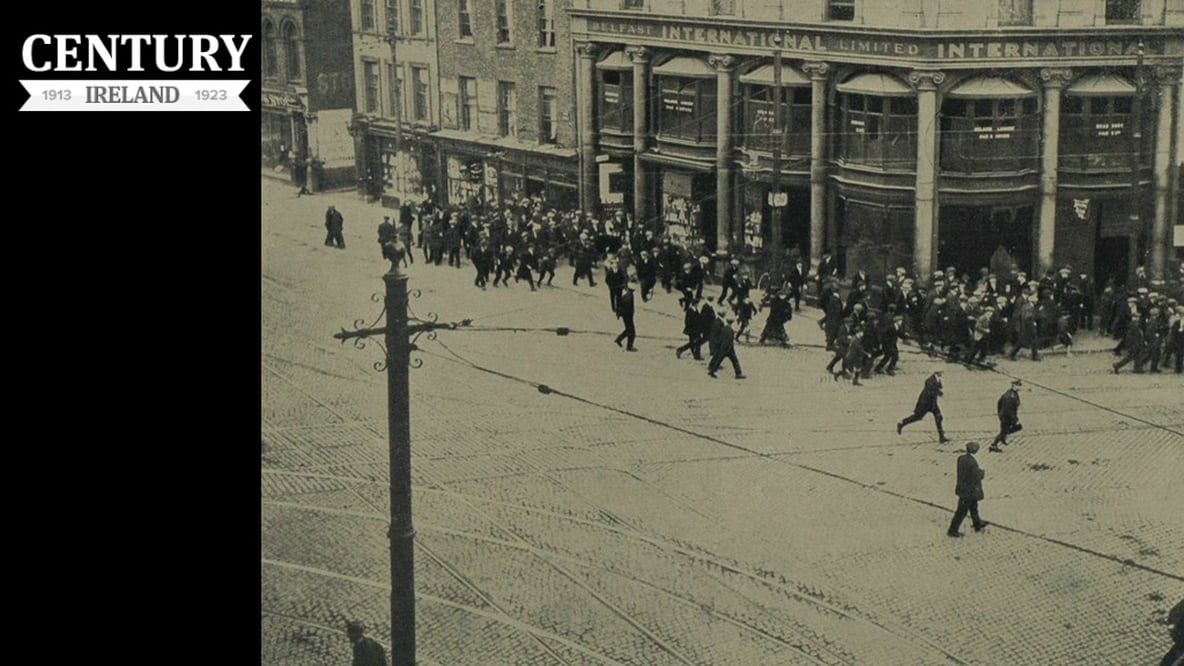 Century Ireland Issue 212 : Pedestrians under fire on York Street in the centre of Belfast Photo: Illustrated London News, 10 September 1921