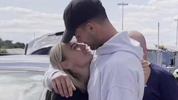 Love Island winners Millie Court and Liam Reardon arriving at Stansted Airport in Essex following the final of the reality TV show