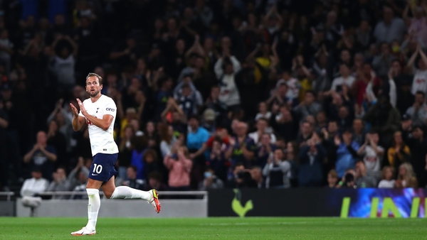 Harry Kane leaves the pitch after scoring a brace