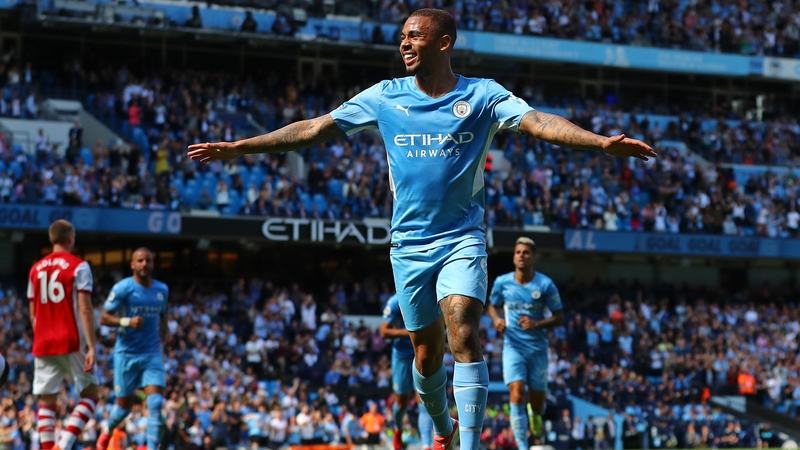 Gabriel Jesus celebrates City's third goal