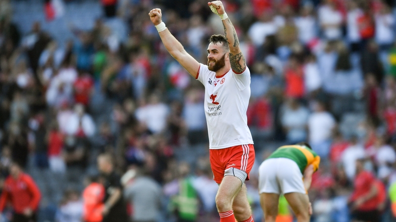 Ronan McNamee celebrates after the 2021 All-Ireland SFC semi-final victory over Kerry
