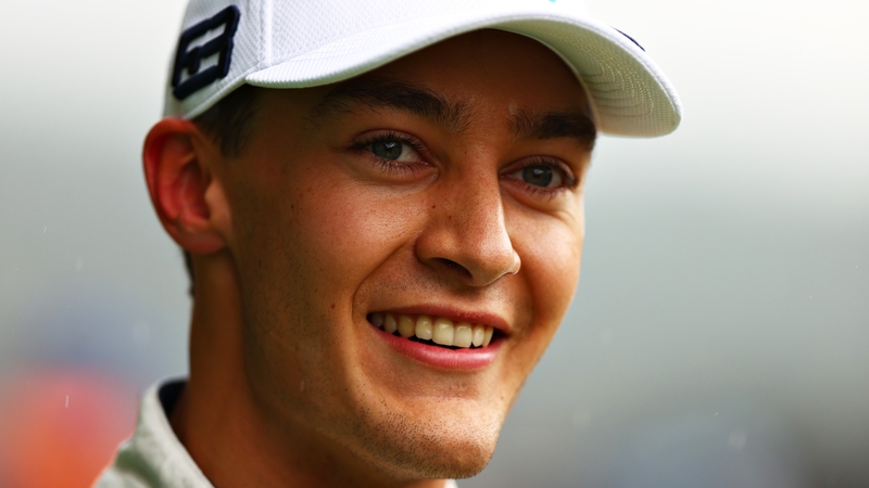 George Russell was all smiles after securing second spot on the grid in Belgium.