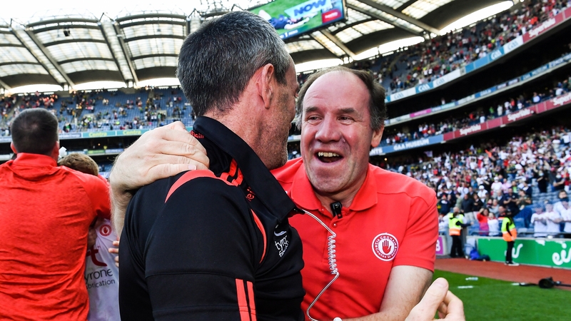 Feargal Logan and Brian Dooher celebrate a remarkable win