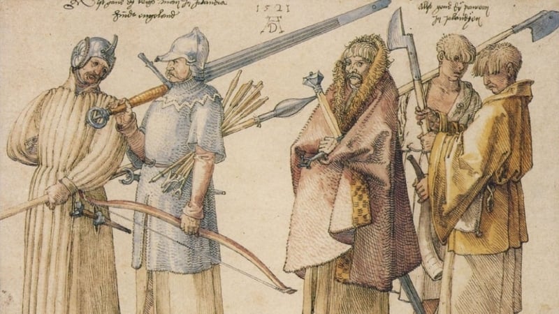Albrecht Dürer's Irish Soldiers and Peasants (1521). Image: bpk / Kupferstichkabinett, SMB / Jörg P. Anders