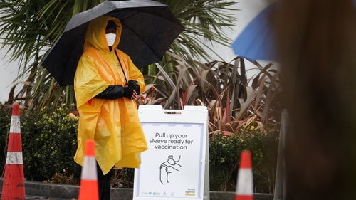 A drive-thru vaccination centre at Trusts Stadium in Henderson, Auckland