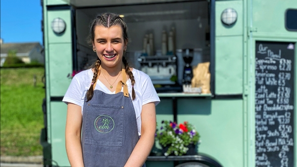 Maria Ledwith standing outside her coffee trailer in Granard, Co Longford