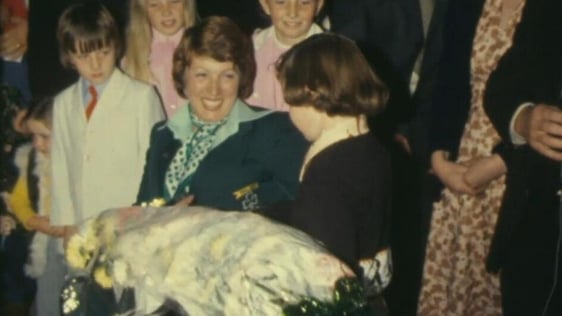 Paralympics athlete Rosaleen Gallagher at civic reception, Bangor Erris, Co. Mayo (1976)