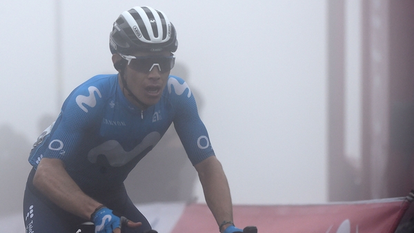 Miguel Angel Lopez crosses the finish line