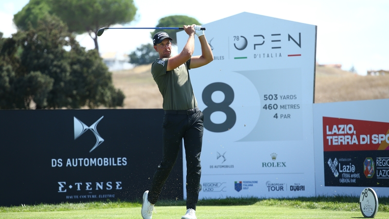Henrik Stenson tees off on the eighth hole