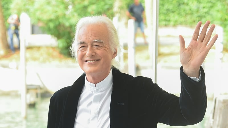 Jimmy Page is seen arriving at the 78th Venice International Film Festival in Venice, Italy. (Photo by Stephane Cardin