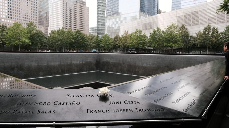 The twin towers memorial is a calm, reflective place - a far cry from the chaos that gripped this exact spot two decades ago