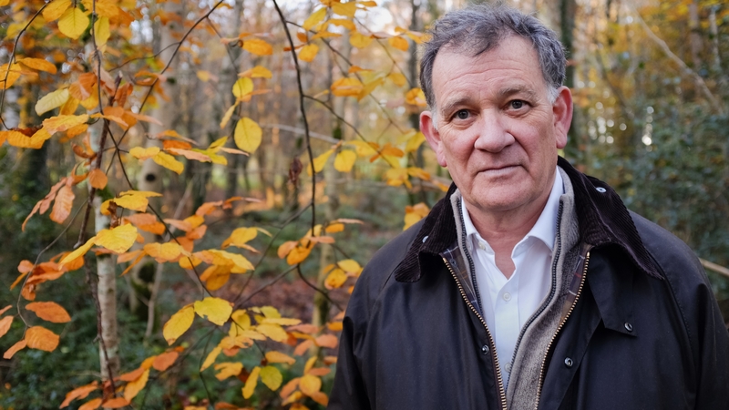 The writer and university teacher, Carlo Gebler in woodland. near his home in Fermanagh, Northern Ireland (Pic: David Barker)