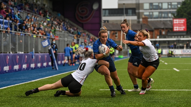 Michelle Claffey of Leinster scores her side's sixth try against Ulster