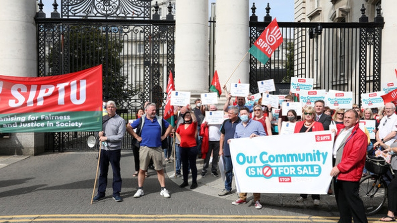 Protestors outside Government Buildings today