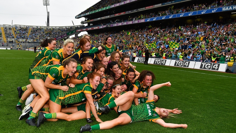 Meath players celebrating yesterday's historic occasion
