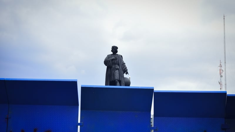 Metal fences were set up to protect the statue of Christopher Columbus last year