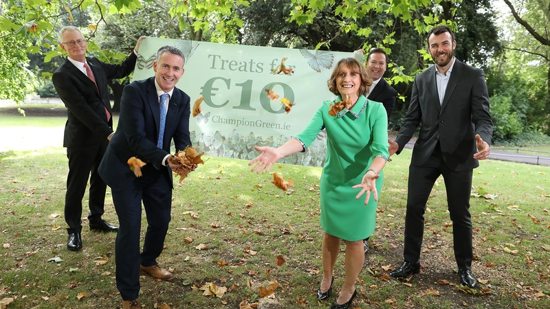 Ian Talbot of Chamber Ireland; Damien English, Minister of State for Business, Employment & Retail; Marian O'Gorman – Chair Champion Green / Kilkenny Design; Graham Byrne - SFA Chair and Jonathan Forde Head of Merchant Sales and Acquiring, Ireland