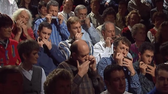 Harmonica players in 'The Late Late Show' audience, 1996.