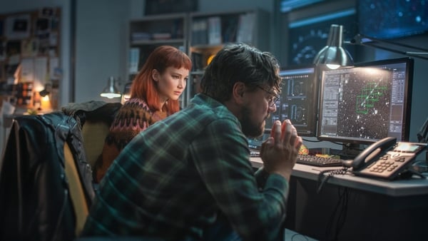 Jennifer Lawrence and Leonardo DiCaprio in Don't Look Up