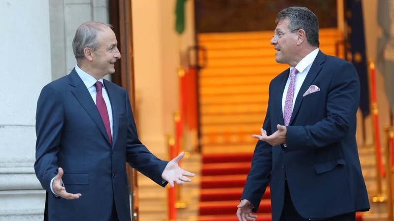 Mícheál Martin and Maroš Šefčovič at Government Buildings this evening