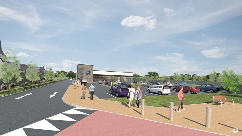 A computer generated image of the new Aldi shop in Ballyhaunis, Co Mayo