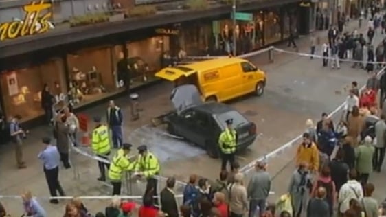Aftermath of incident on Henry Street in Dublin, 2001.