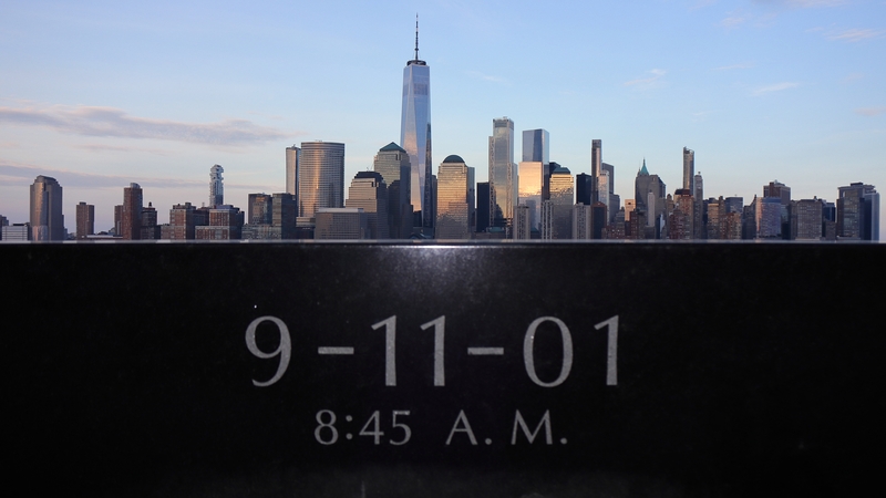 The view of One World Trade Center and lower Manhattan in New York City