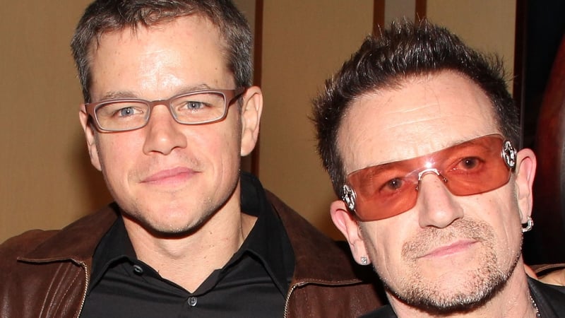 Bono jokes that he's "very annoyed" that friend Matt Damon is "the king of Dalkey"