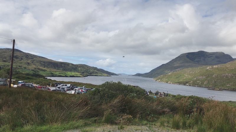 Helicopter over Maamturk mountains earlier today