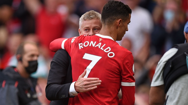 Ole Gunnar Solskjaer embraces Cristiano Ronaldo