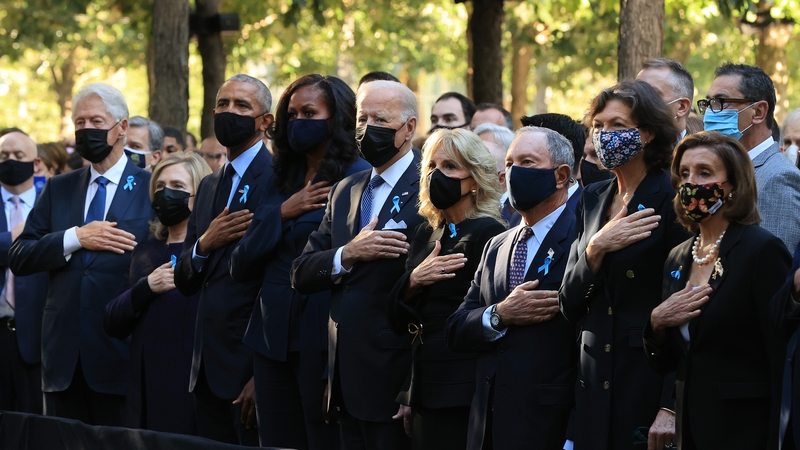 Joe Biden and First Lady Jill Biden, alongside former president Bill Clinton, former first lady Hillary Clinton, former president Barack Obama, and former first lady Michelle Obama, pay respects in New York