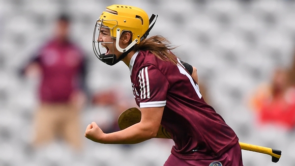 Siobhán McGrath celebrates scoring Galway's goal