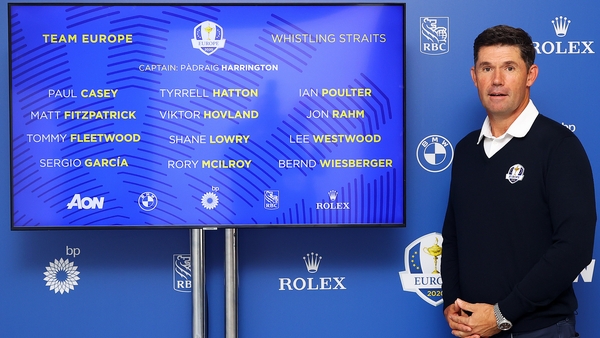 Padraig Harrington has selected his Ryder Cup team