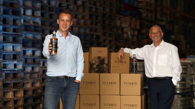 Titanic Distillers' commercial director Stephen Symington (left) and United Wines' Managing Director Martin McAuley