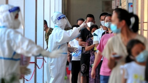 People queue for testing in Putian