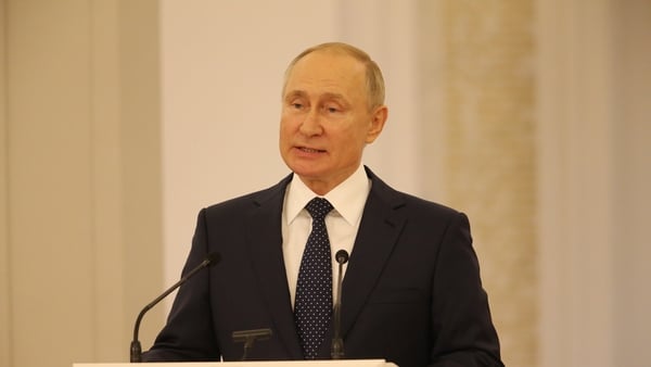 Vladimir Putin addresses Paralympic medalists during a meeting at the Grand Kremlin Palace yesterday