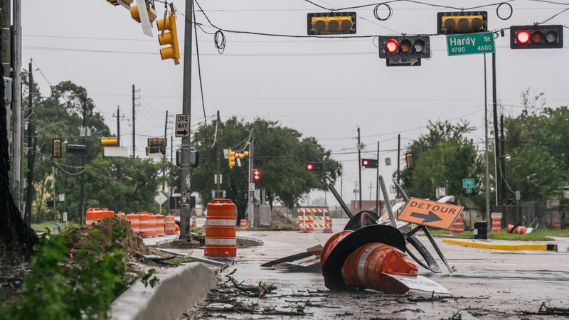 Debris after Tropical Storm Nicholas moved through Houston, Texas