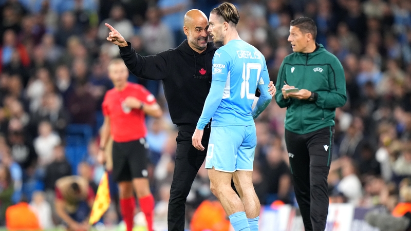 Pep Guardiola gives Jack Grealish some instructions