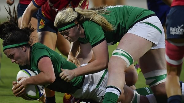 Sam Monaghan (r) in action against Spain
