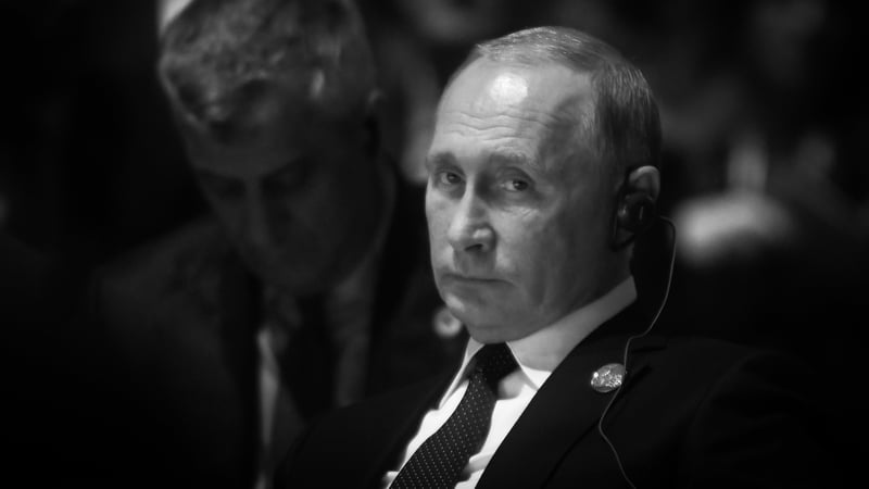 A portrait of Vladimir Putin taken on 11 November, 2018, in Paris, France