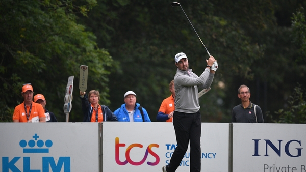 Niall Kearney monitors his drive on the 10th hole