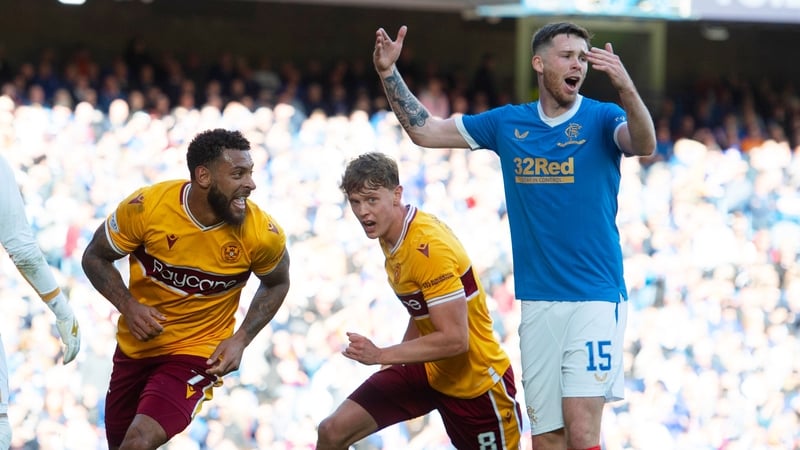 Motherwell's Kaiyne Woolery celebrates with Mark O'Hara after he makes it 1-1