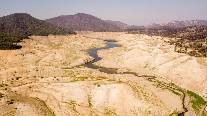 A nearly empty Lake Oroville is seen from above in Oroville, California last month (File photo)