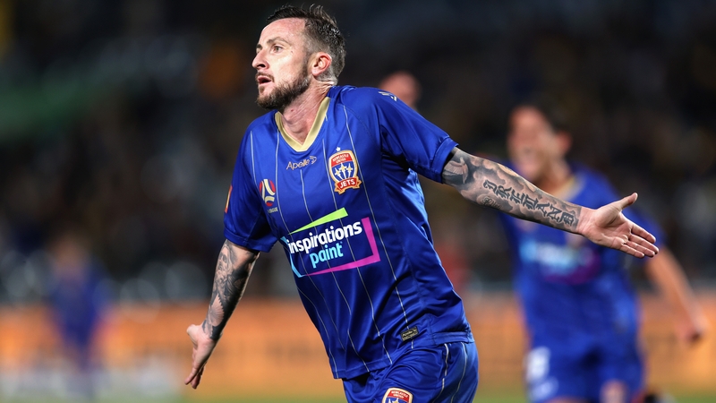 Former Cork City star Roy O'Donovan scoring for the Newcastle Jets in June